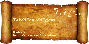 Takács Ágost névjegykártya
